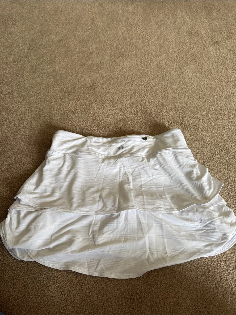 Athleta Girl White Tiered Tennis Sport Skirt with Built-In Shorts